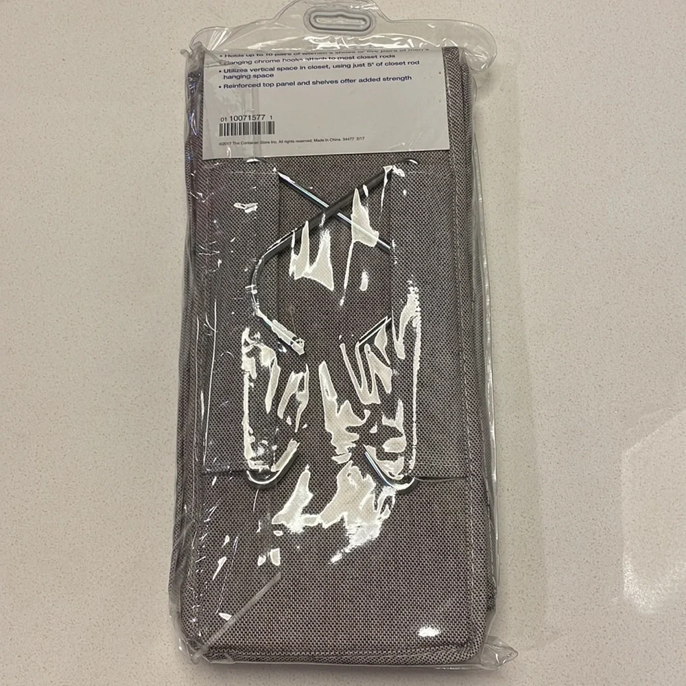 10-Compartment Hanging Shoe Bag - Grey - The Container Store - never opened!